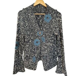 Vintage Y2K Valentine Patchwork Sweater Bell Sleeve Size Small